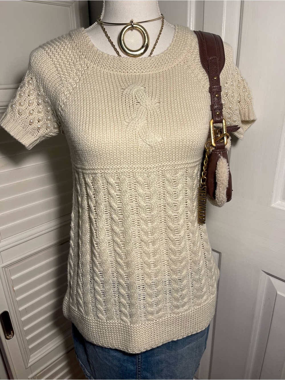 Studio Petite : Cream Patterned Knit Sweater!!